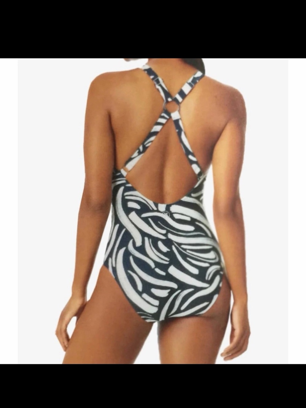 Hurley Blue & Cream Swirl-Print One-Piece Swimsuit Size XXL - Picture 8 of 8